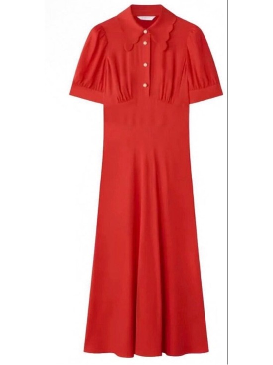 LK Bennett Dresses & Skirts - NWT LK Bennett Red Scallop Collar Tea Midi Dress 10